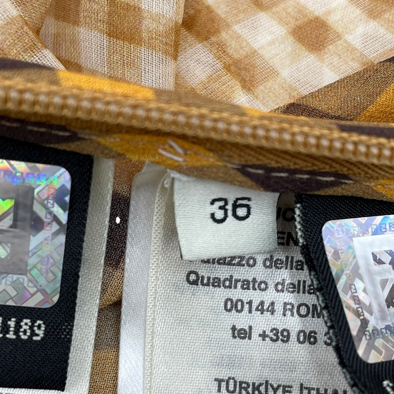 フェンディ FENDI ギンガムチェックシースルーワンピース FDA827 イエロー シルク レディース ワンピース