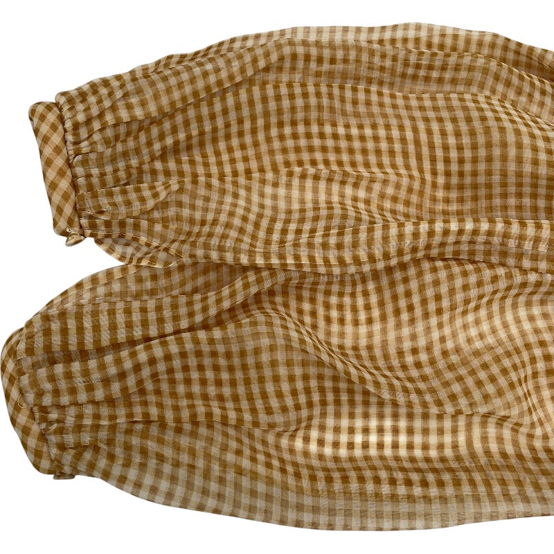 フェンディ FENDI ギンガムチェックシースルーワンピース FDA827 イエロー シルク レディース ワンピース