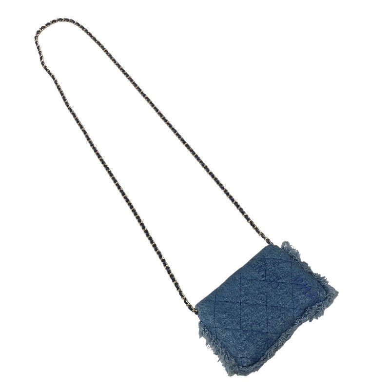 シャネル CHANEL ミニチェーンクラッチ AP2602 ブルー ゴールド金具 デニム レディース ショルダーバッグ