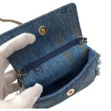シャネル CHANEL ミニチェーンクラッチ AP2602 ブルー ゴールド金具 デニム レディース ショルダーバッグ