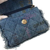 シャネル CHANEL ミニチェーンクラッチ AP2602 ブルー ゴールド金具 デニム レディース ショルダーバッグ