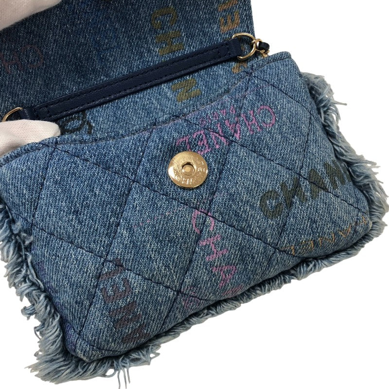 シャネル CHANEL ミニチェーンクラッチ AP2602 ブルー ゴールド金具 デニム レディース ショルダーバッグ