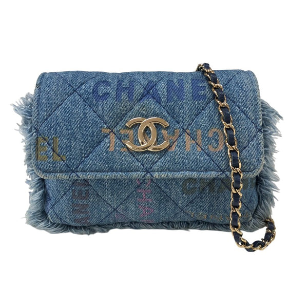 シャネル CHANEL ミニチェーンクラッチ AP2602 ブルー ゴールド金具 デニム レディース ショルダーバッグ