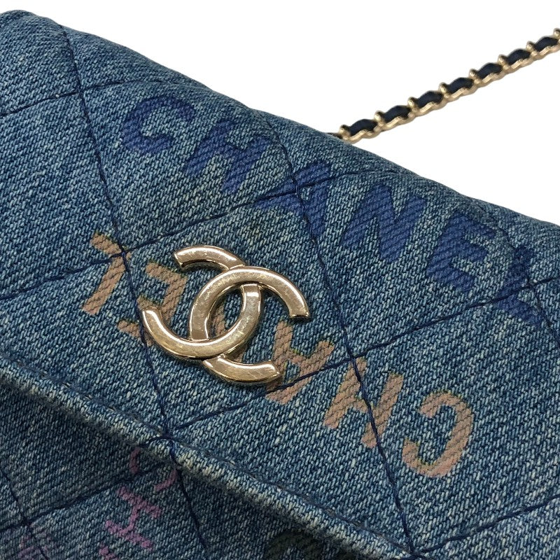 シャネル CHANEL ミニチェーンクラッチ AP2602 ブルー ゴールド金具 デニム レディース ショルダーバッグ