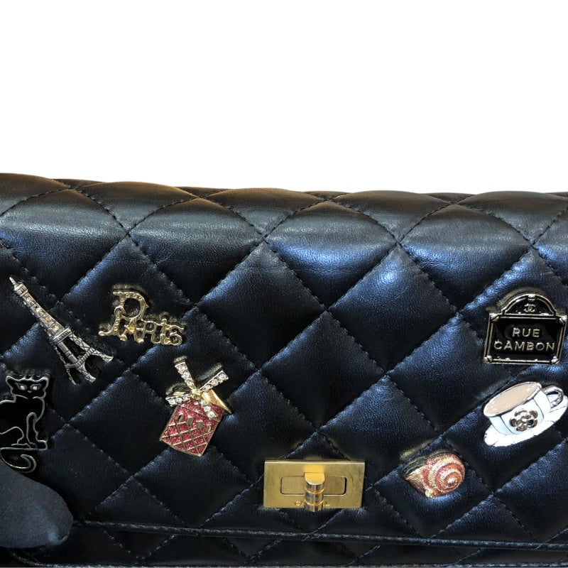 シャネル CHANEL 2.55 チェーンウォレット A80441 ブラック/ゴールド金具 ラム レディース ショルダーバッグ