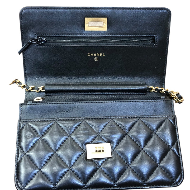 シャネル CHANEL 2.55 チェーンウォレット A80441 ブラック/ゴールド金具 ラム レディース ショルダーバッグ
