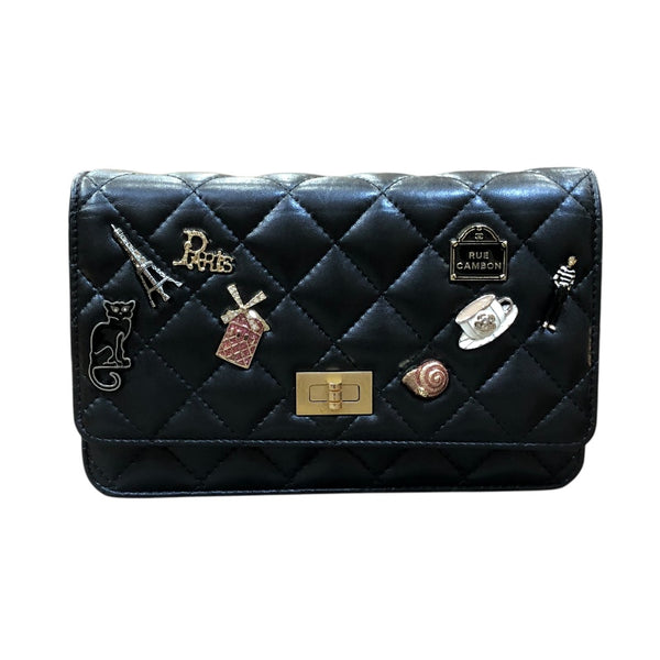 シャネル CHANEL 2.55 チェーンウォレット A80441 ブラック/ゴールド金具 ラム レディース ショルダーバッグ