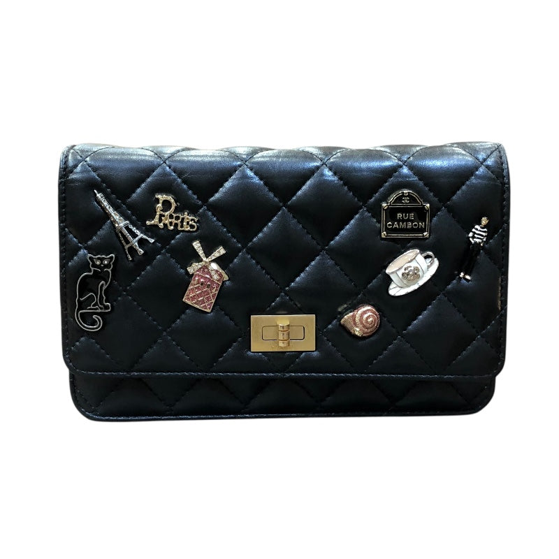 シャネル CHANEL 2.55 チェーンウォレット A80441 ブラック/ゴールド金具 ラム レディース ショルダーバッグ