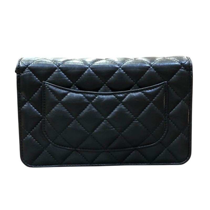 シャネル CHANEL 2.55 チェーンウォレット A80441 ブラック/ゴールド金具 ラム レディース ショルダーバッグ
