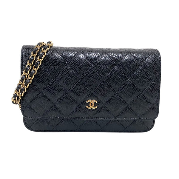 シャネル CHANEL マトラッセ チェーンウォレット AP0250 ブラック ゴールド金具 キャビアスキン レディース ショルダーバッグ