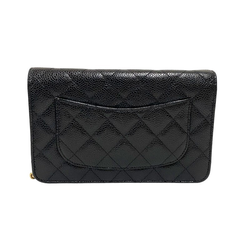 シャネル CHANEL マトラッセ チェーンウォレット AP0250 ブラック ゴールド金具 キャビアスキン レディース ショルダーバッグ