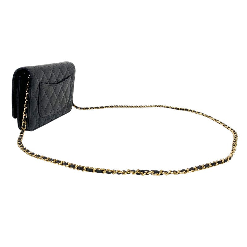 シャネル CHANEL マトラッセ チェーンウォレット AP0250 ブラック ゴールド金具 キャビアスキン レディース ショルダーバッグ
