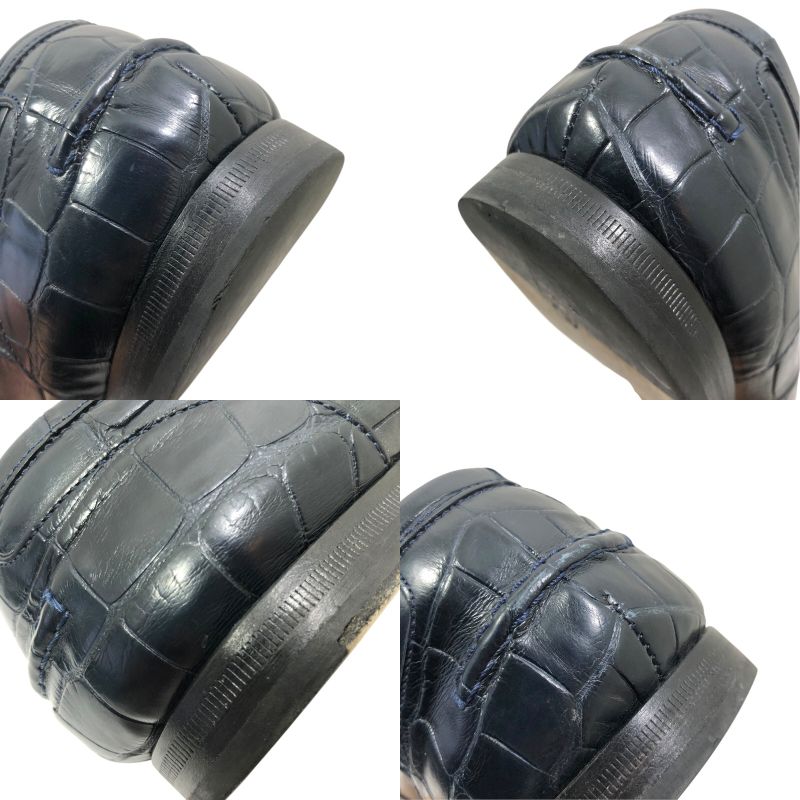 グッチ GUCCI ホースビット クロコダイル ローファー 406994 ネイビー クロコダイルレザー メンズ ローファー