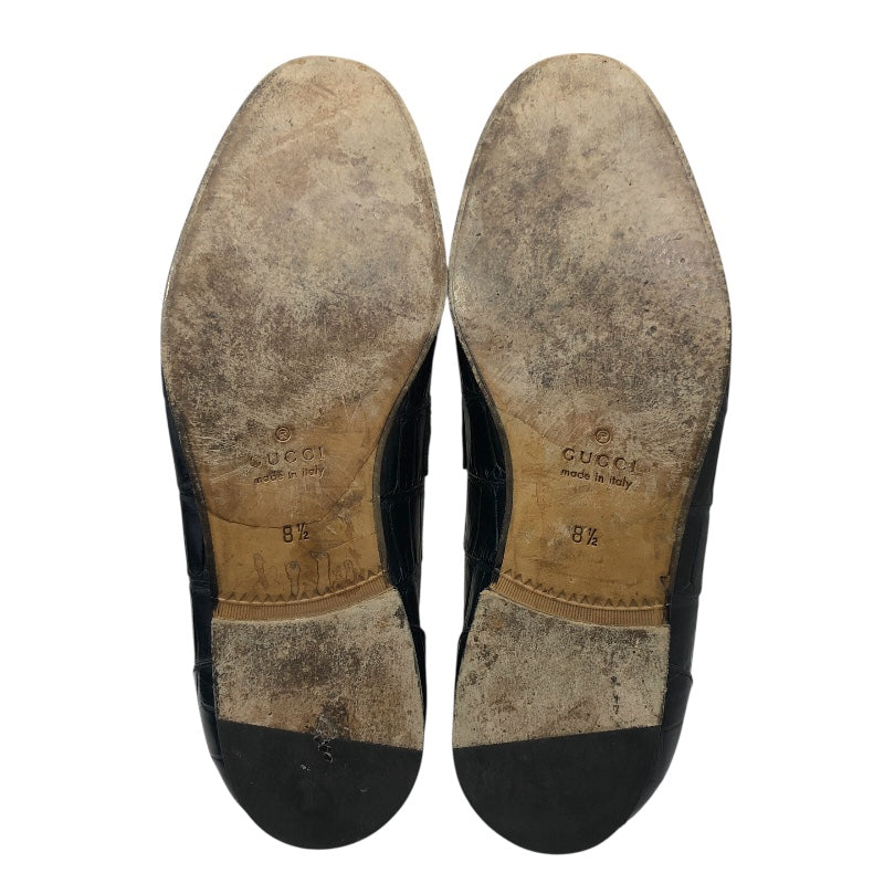グッチ GUCCI ホースビット クロコダイル ローファー 406994 ネイビー クロコダイルレザー メンズ ローファー