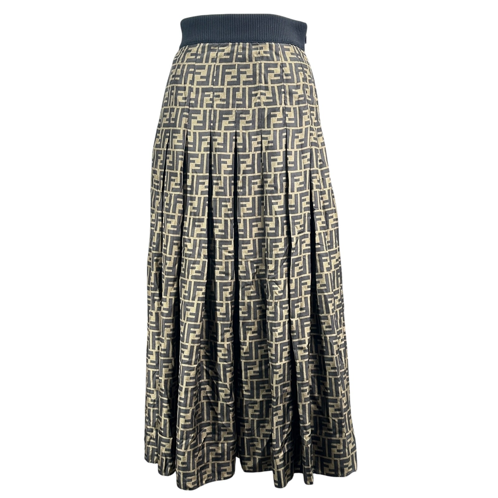 フェンディ FENDI FF総柄シルクプリーツスカート FQ6695 ブラウン