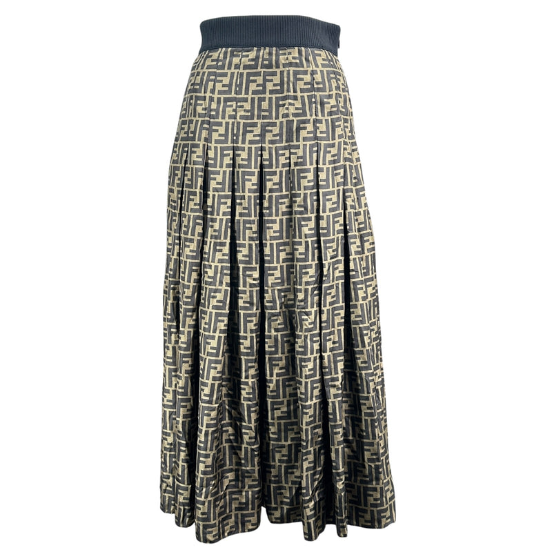 フェンディ FENDI FF総柄シルクプリーツスカート FQ6695 ブラウン