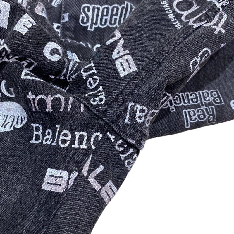 バレンシアガ BALENCIAGA ロゴ総柄バギーデニムパンツ 2020年 626130 ブラック デニム メンズ デニムパンツ