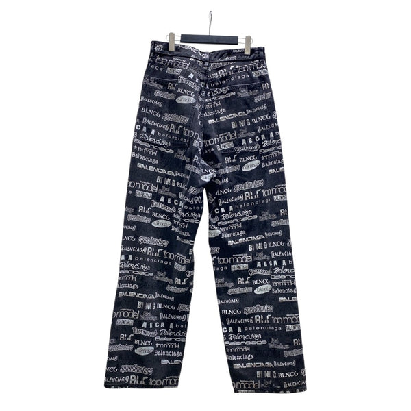 バレンシアガ BALENCIAGA ロゴ総柄バギーデニムパンツ 2020年 626130 ブラック デニム メンズ デニムパンツ