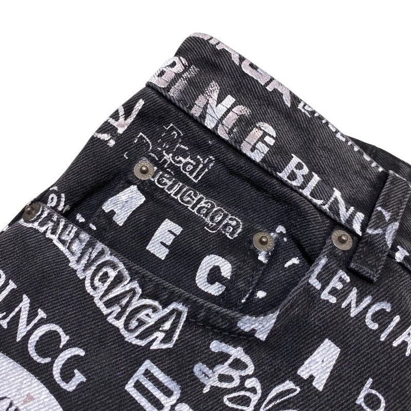 バレンシアガ BALENCIAGA ロゴ総柄バギーデニムパンツ 2020年 626130