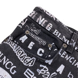 バレンシアガ BALENCIAGA ロゴ総柄バギーデニムパンツ 2020年 626130 ブラック デニム メンズ デニムパンツ