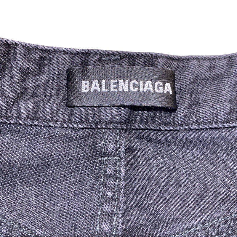 バレンシアガ BALENCIAGA ロゴ総柄バギーデニムパンツ 2020年 626130 ブラック デニム メンズ デニムパンツ