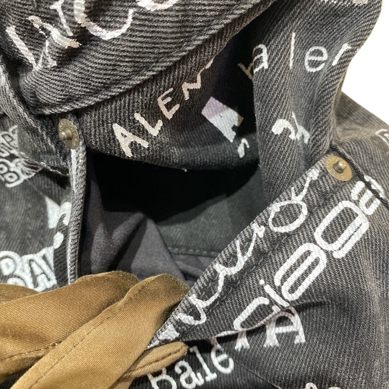 バレンシアガ BALENCIAGA ロゴ総柄バギーデニムパンツ 2020年 626130 ブラック デニム メンズ デニムパンツ