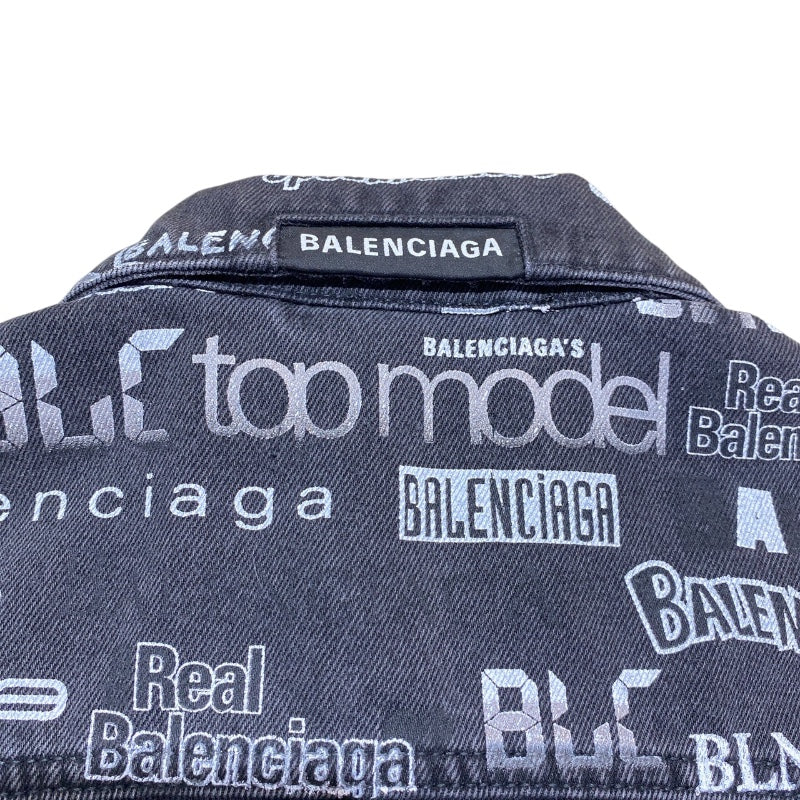バレンシアガ BALENCIAGA ロゴ総柄デニムジャケット 2020年 620731 ブラック デニム メンズ デニムジャケット