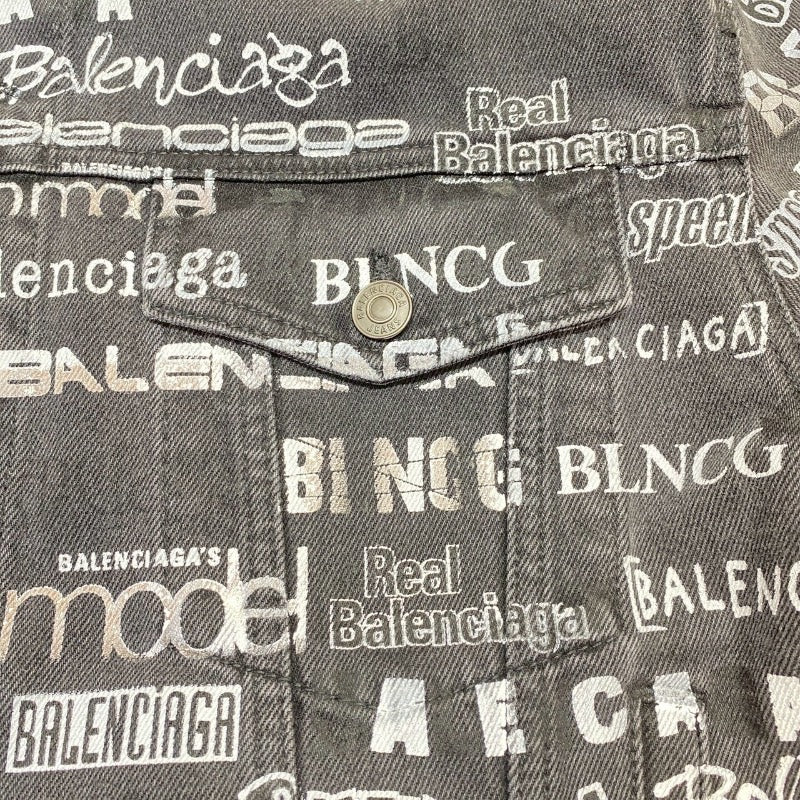 バレンシアガ BALENCIAGA ロゴ総柄デニムジャケット 2020年 620731 ブラック デニム メンズ デニムジャケット