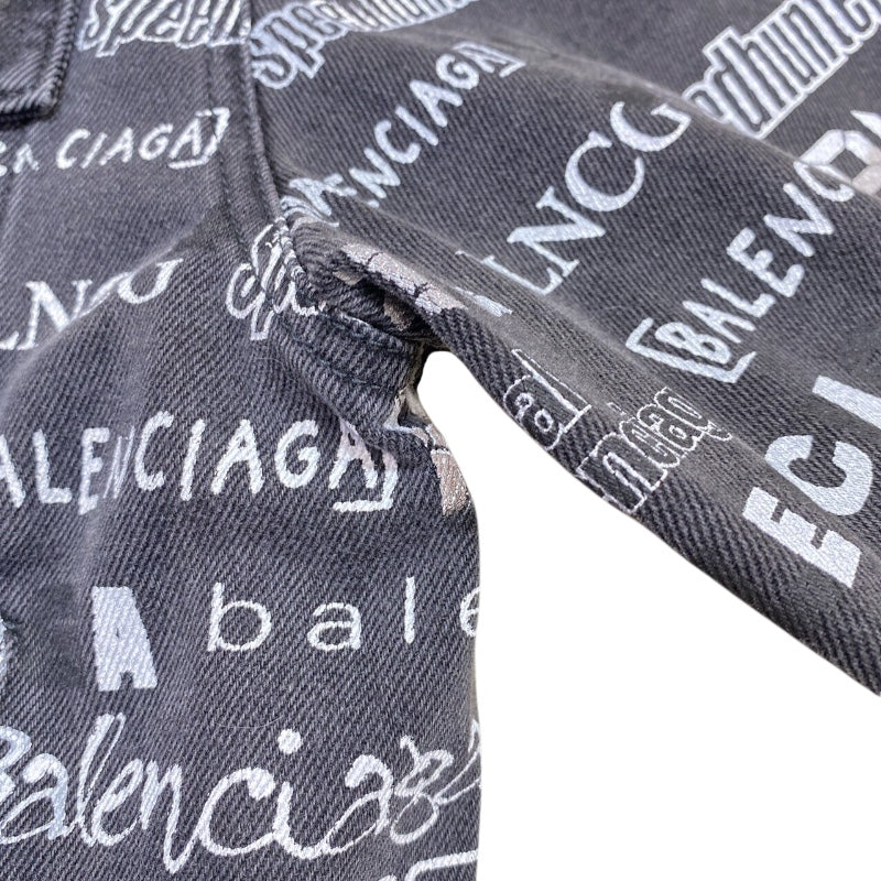 バレンシアガ BALENCIAGA ロゴ総柄デニムジャケット 2020年 620731 ブラック デニム メンズ デニムジャケット