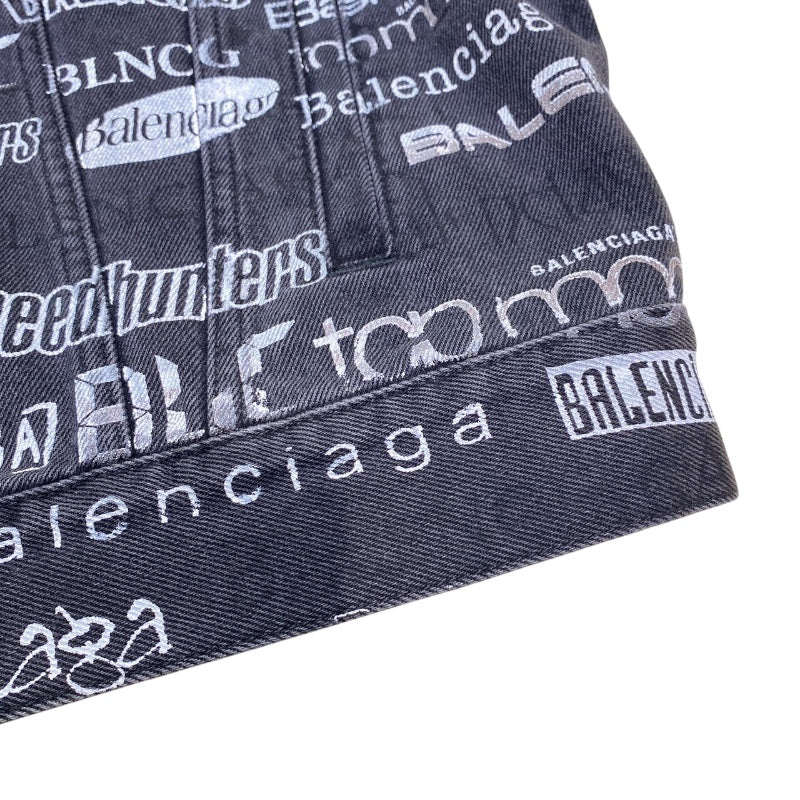 ち*る様 【最終値下】BALENCIAGAパデッド ブラックデニム ミラーロゴ バレンシアガ BALENCIAGA ロゴ総柄デニムジャケット 2020年 620731