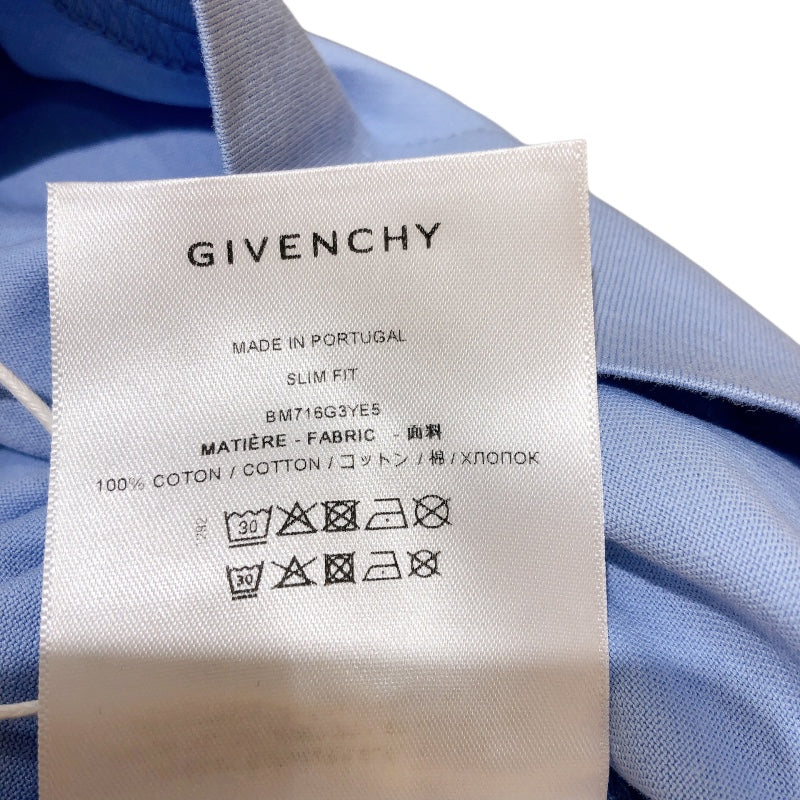 ジバンシィ GIVENCHY フロントロゴ半袖Tシャツ BM716G3YE5 ブルー コットン メンズ 半袖Ｔシャツ