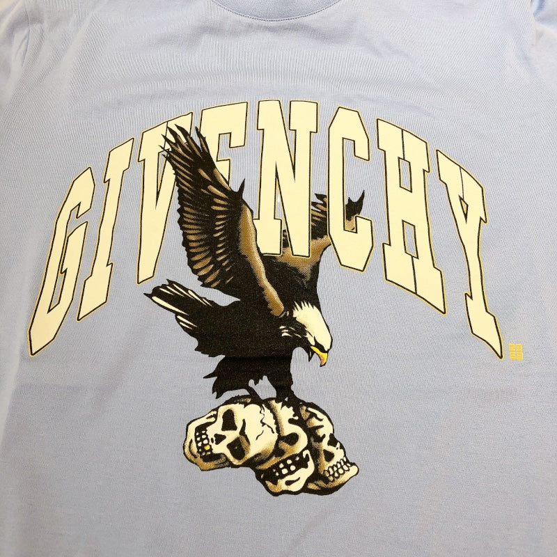 ジバンシィ GIVENCHY フロントロゴ半袖Tシャツ BM716G3YE5 ブルー コットン メンズ 半袖Ｔシャツ