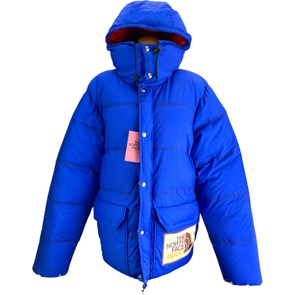 グッチ GUCCI × THE NORTH FACE ダウンジャケット 663753 ブルー ナイロン メンズ ダウンジャケット