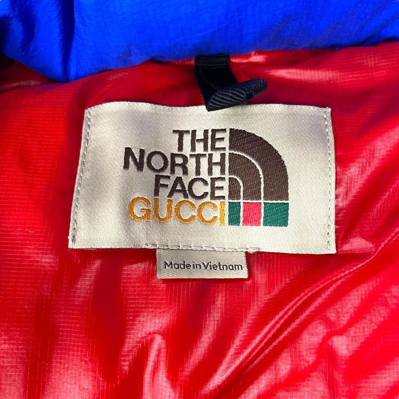 グッチ GUCCI × THE NORTH FACE ダウンジャケット 663753 ブルー ナイロン メンズ ダウンジャケット