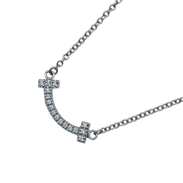 ティファニー TIFFANY＆CO Tスマイルダイヤネックレスミニ ホワイトゴールド Au750 ジュエリー