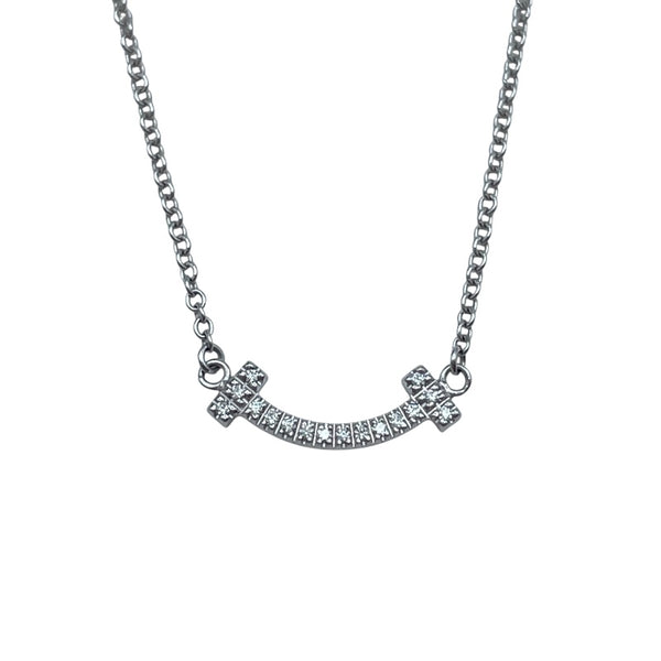 ティファニー TIFFANY＆CO Tスマイルダイヤネックレスミニ ホワイトゴールド Au750 ジュエリー
