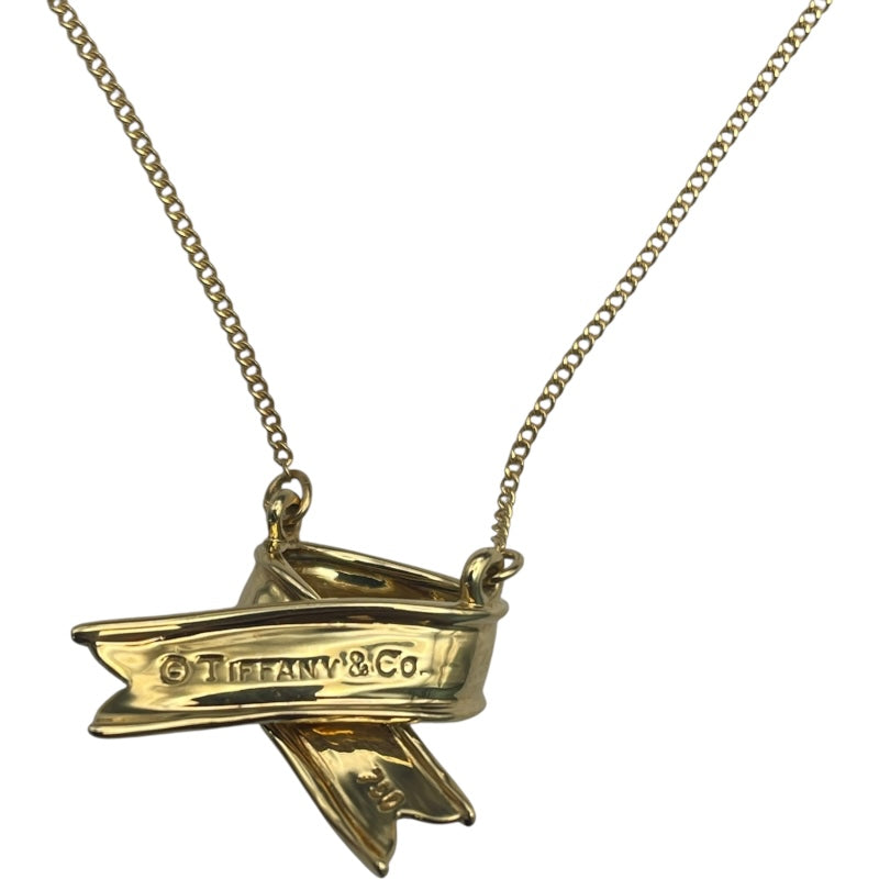 ティファニー TIFFANY＆CO リボンクロスネックレス イエローゴールド 750 ジュエリー