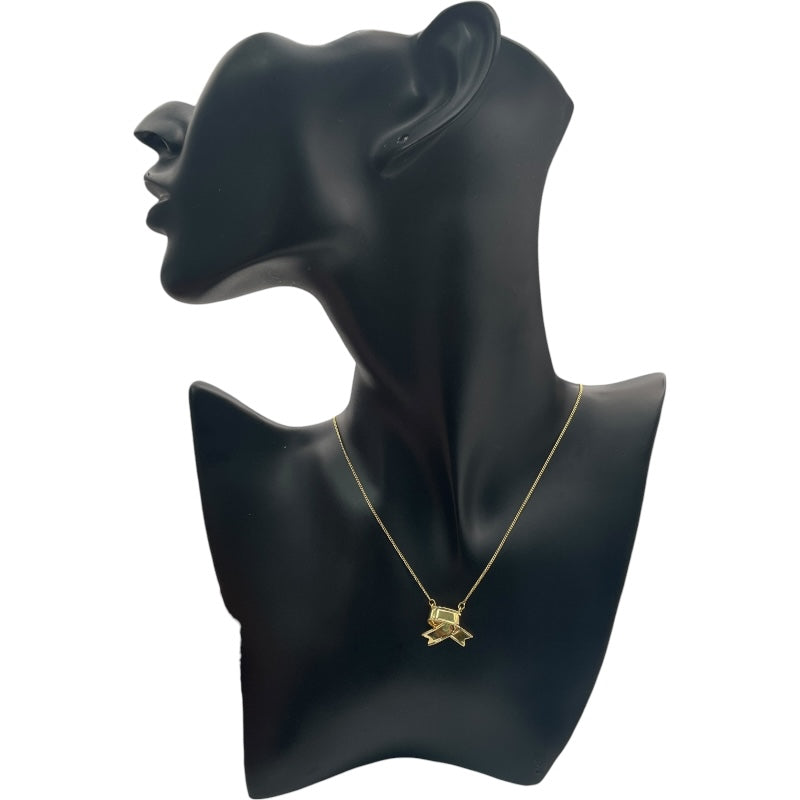 ティファニー TIFFANY＆CO リボンクロスネックレス イエローゴールド 750 ジュエリー