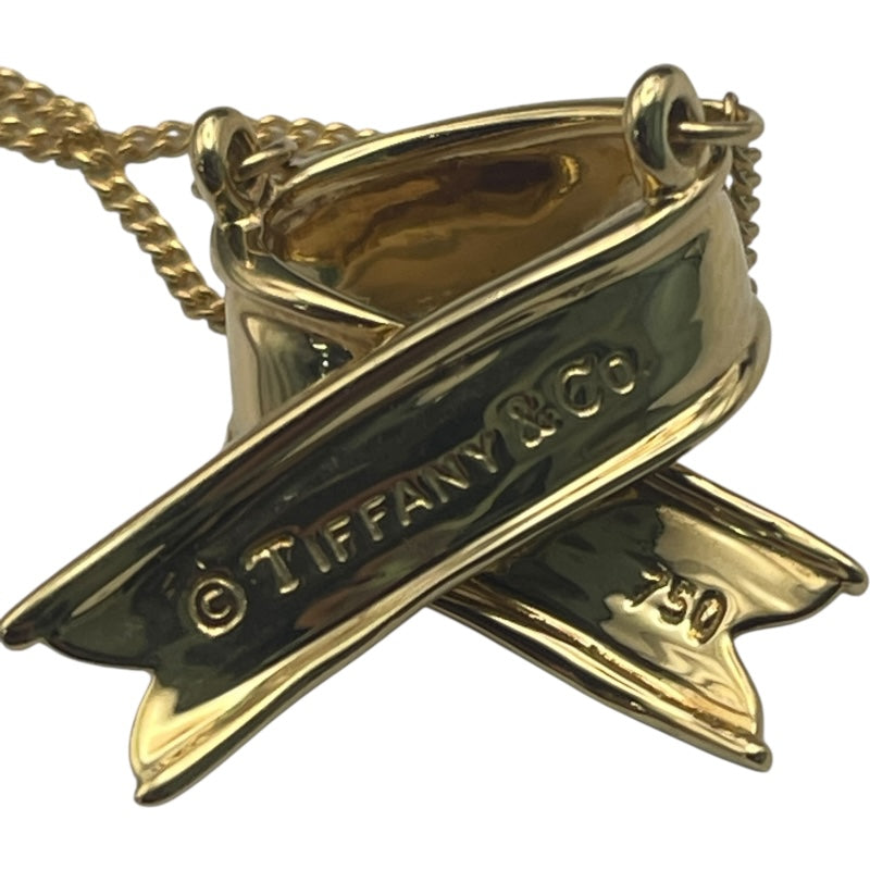 ティファニー TIFFANY＆CO リボンクロスネックレス イエローゴールド 750 ジュエリー