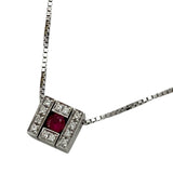 ダミアーニ DAMIANI ベルエポックスクエアネックレス ホワイトゴールド 750WG/ルビー/ダイヤモンド ルビー ジュエリー
