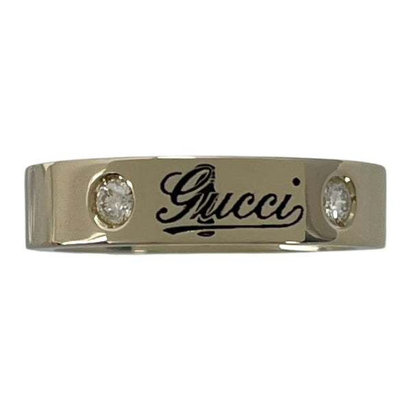 グッチ GUCCI ロゴリング ホワイトゴールド 750/ダイヤモンド 　 ジュエリー