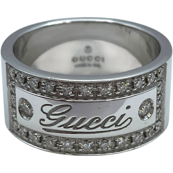 グッチ GUCCI ダイヤロゴリング ホワイトゴールド 750 ジュエリー