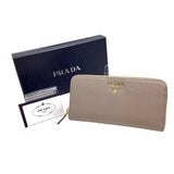 プラダ PRADA ロゴラウンドファスナー財布 1M506 グレー/GD金具 サファイアーノ・レザー メンズ 長財布