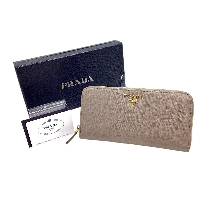 プラダ PRADA ロゴラウンドファスナー財布 1M506 グレー/GD金具 サファイアーノ・レザー メンズ 長財布