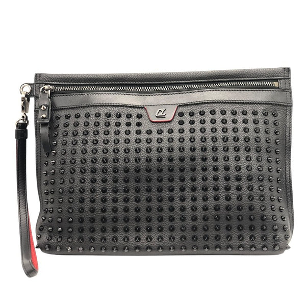 クリスチャン・ルブタン Christian louboutin シティポーチ スタッズ 1225143 ブラック×SV金具 レザー レディース クラッチバッグ