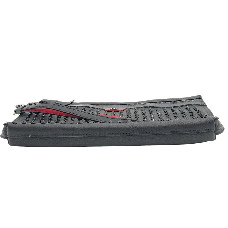 クリスチャン・ルブタン Christian louboutin シティポーチ スタッズ 1225143 ブラック×SV金具 レザー レディース クラッチバッグ