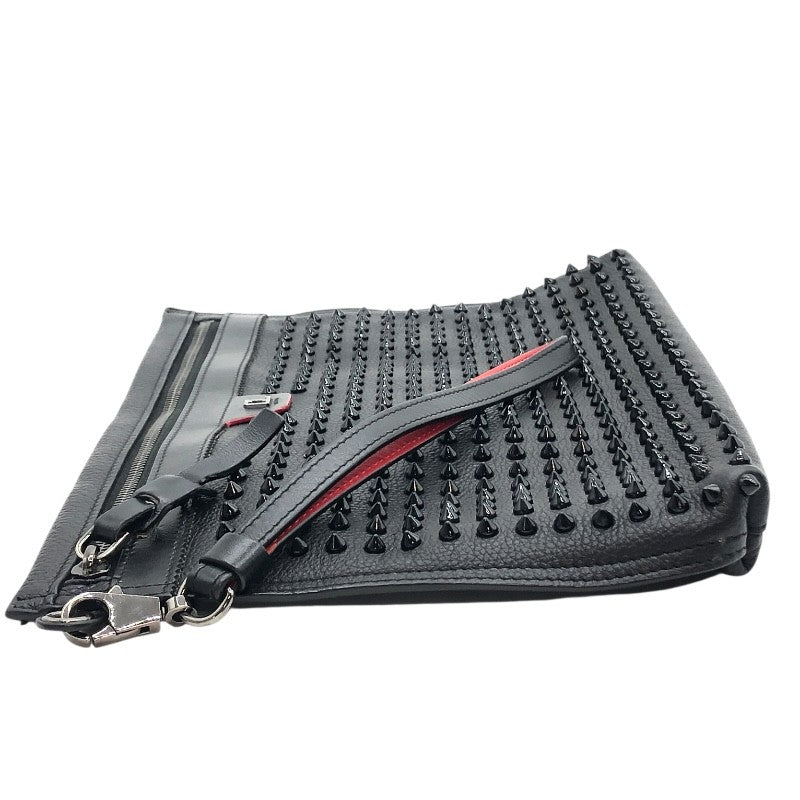 クリスチャン・ルブタン Christian louboutin シティポーチ スタッズ 1225143 ブラック×SV金具 レザー レディース クラッチバッグ