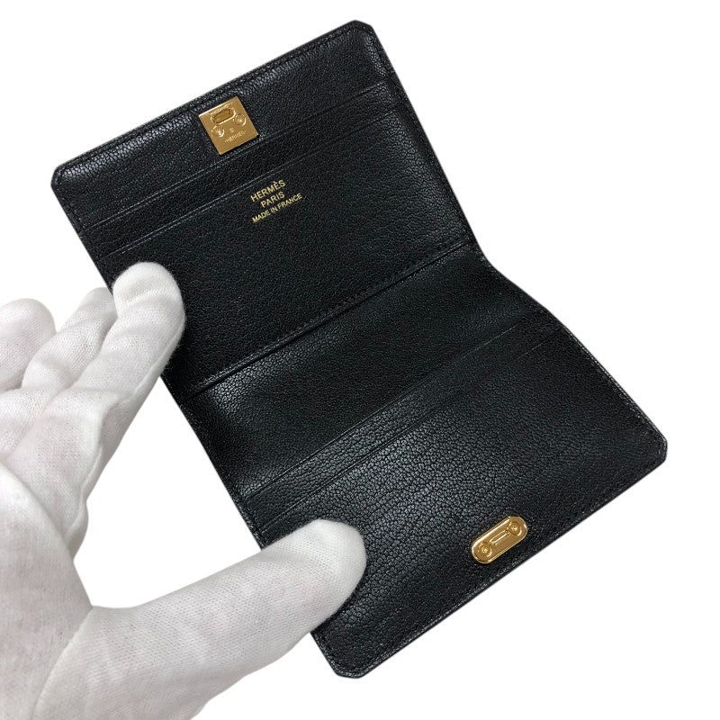 エルメス HERMES メドール カードケース B刻 ブラック ゴールド金具