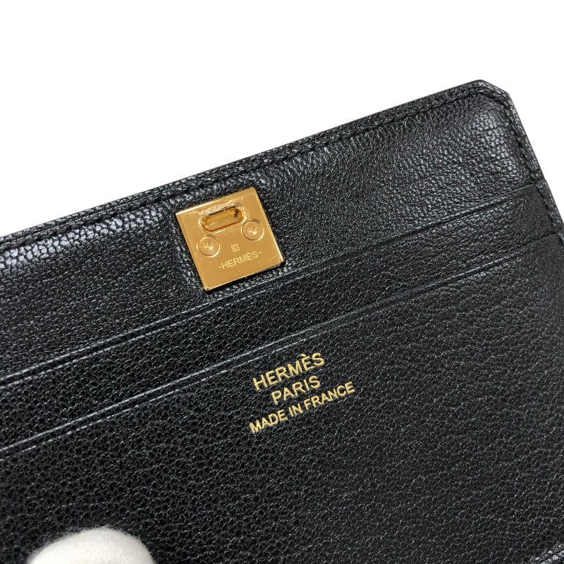 エルメス HERMES メドール カードケース B刻 ブラック ゴールド金具 シャムキラ レディース カードケース