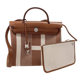 エルメス HERMES エールバッグジップPM ゴールド×フォーブ シルバー金具 トワル レディース ハンドバッグ ショルダーバッグ